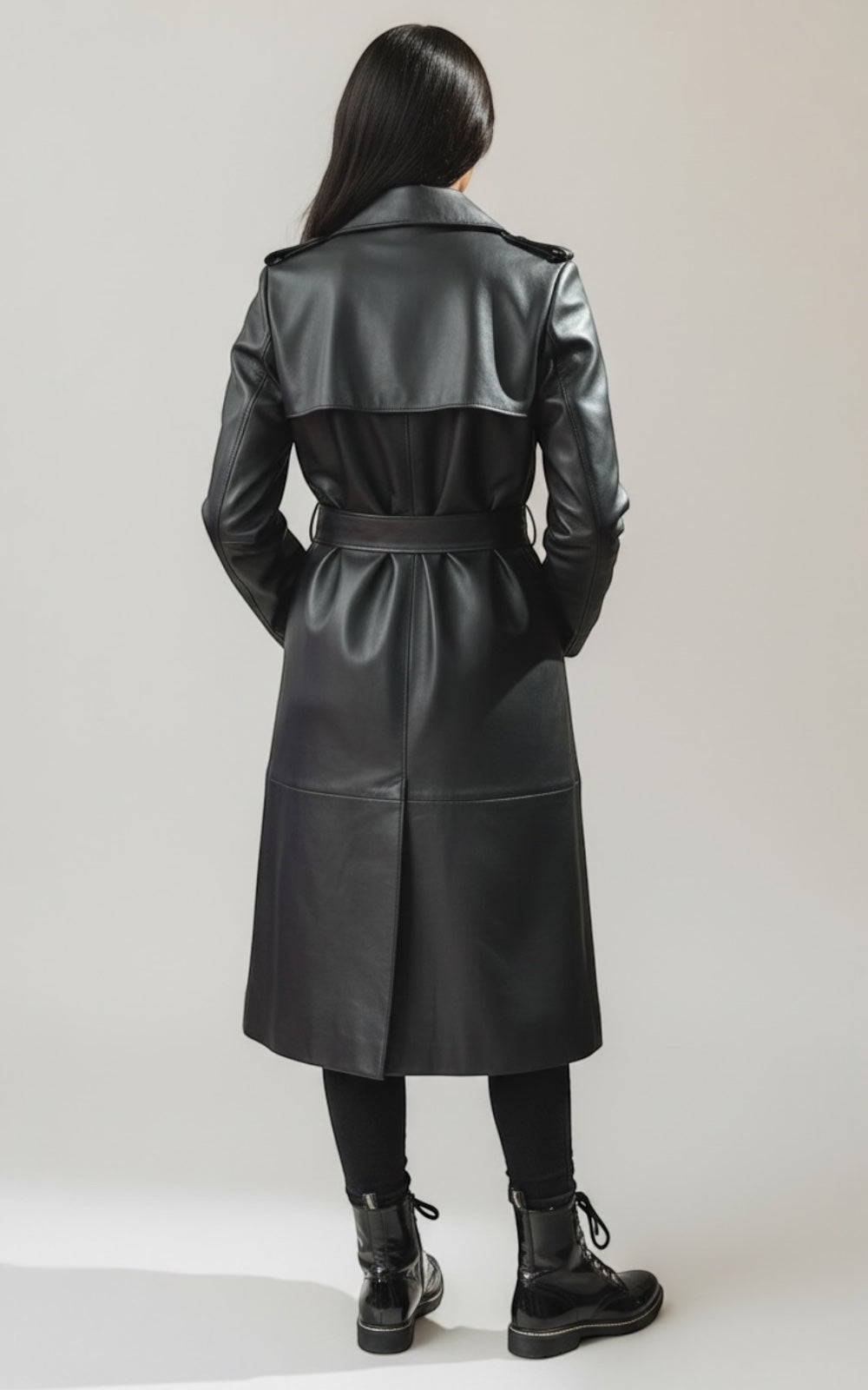 Leather trench coat