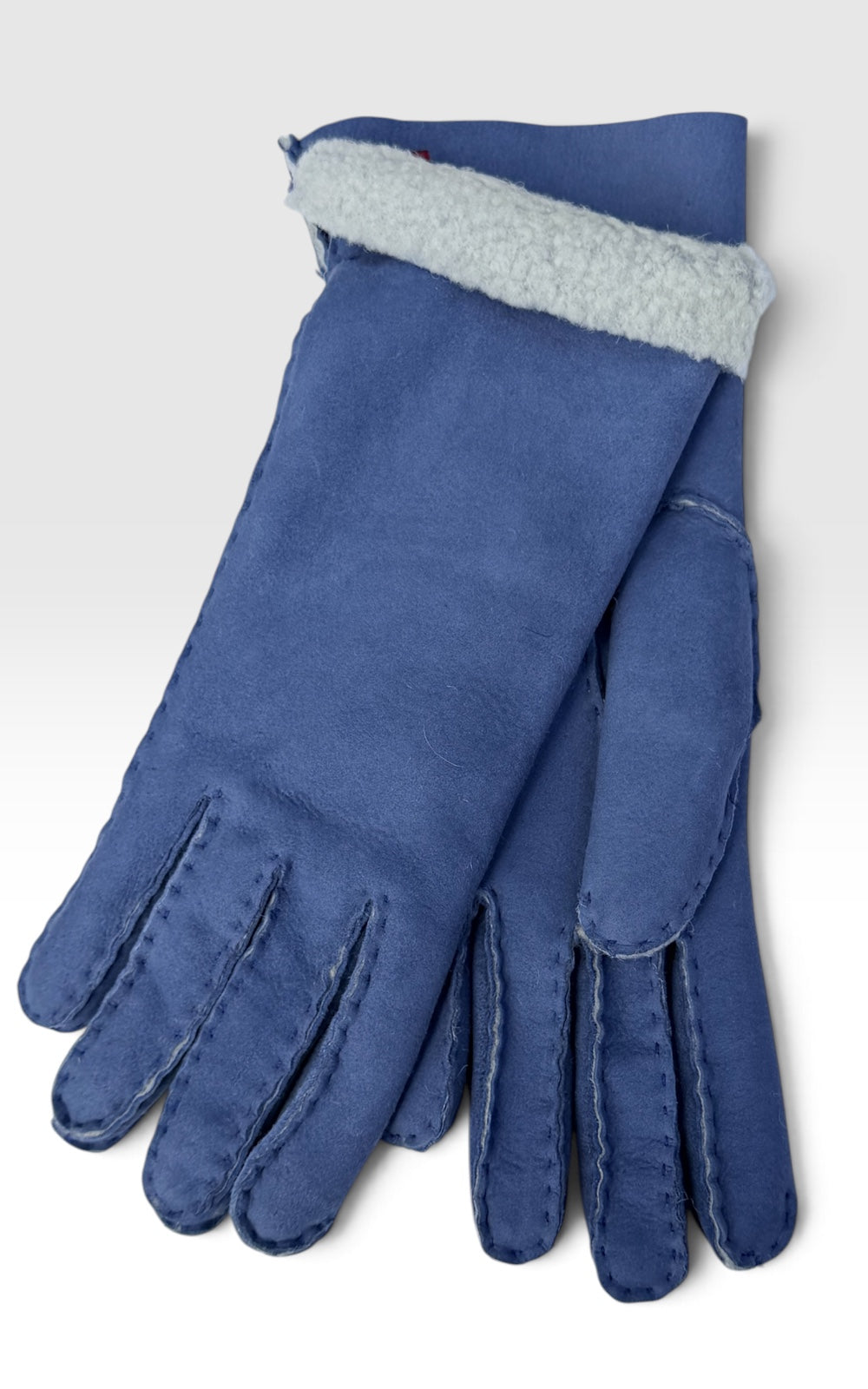 gants en peau de mouton bleu jeans