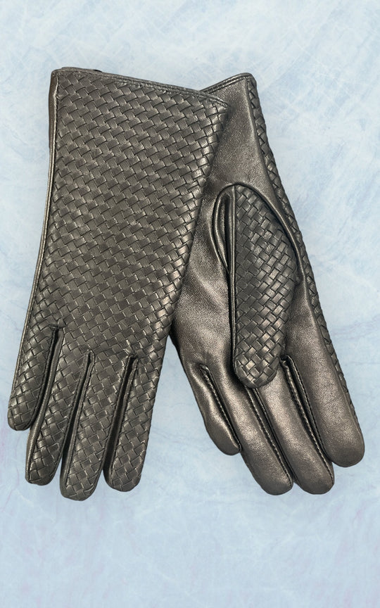 gants en cuir d'agneau doublé cachemire noir