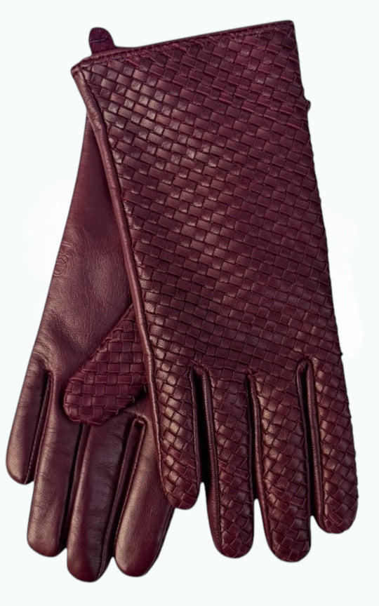 gant en cuir bordeaux doublé 100% cachemire 