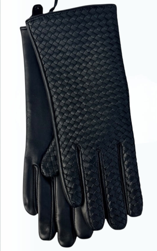gant en cuir noir doublé 100% cachemire 