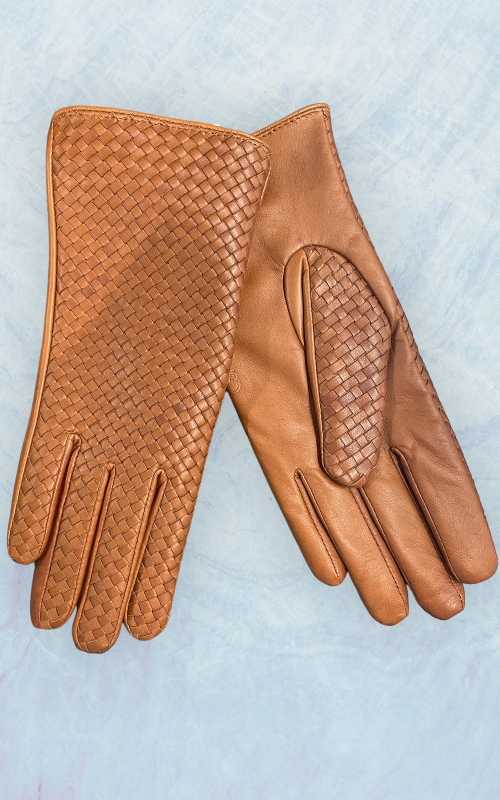 gants en cuir d'agneau doublé cachemire cognac