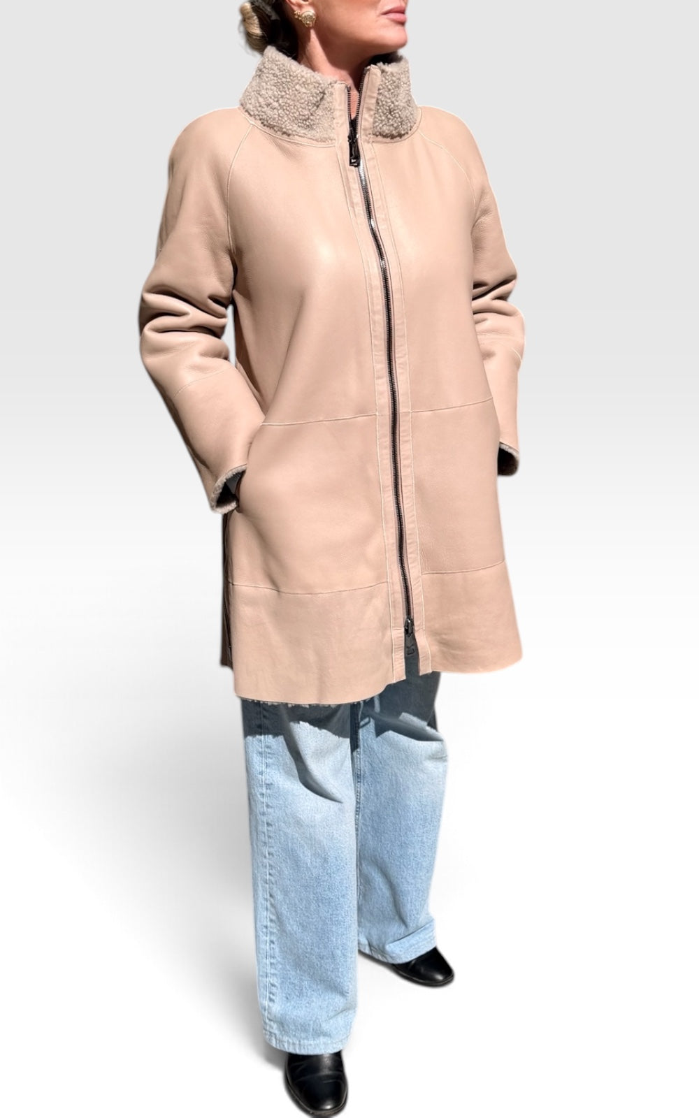 manteau en agneau retourné réversible 