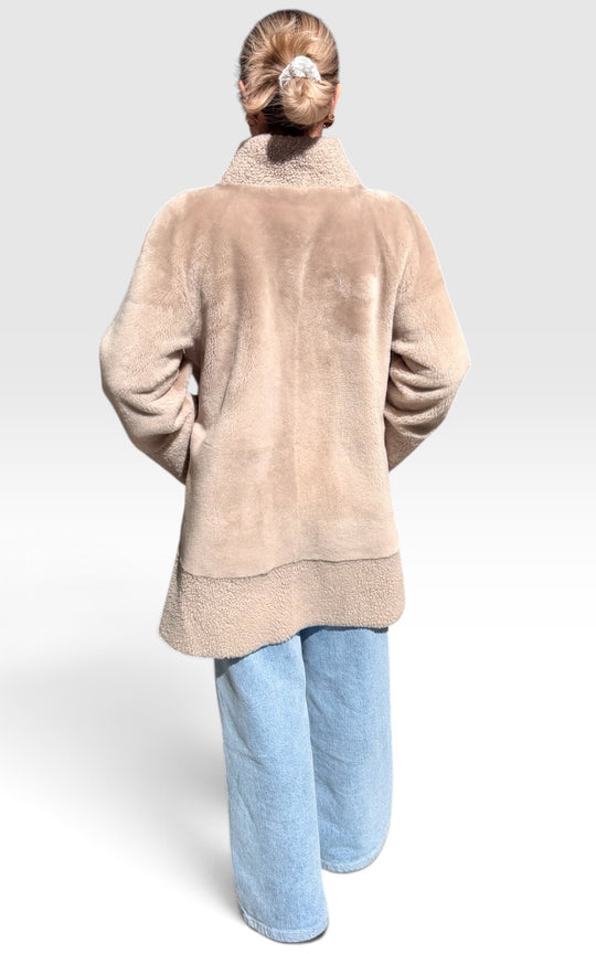 manteau en agneau retourné réversible 