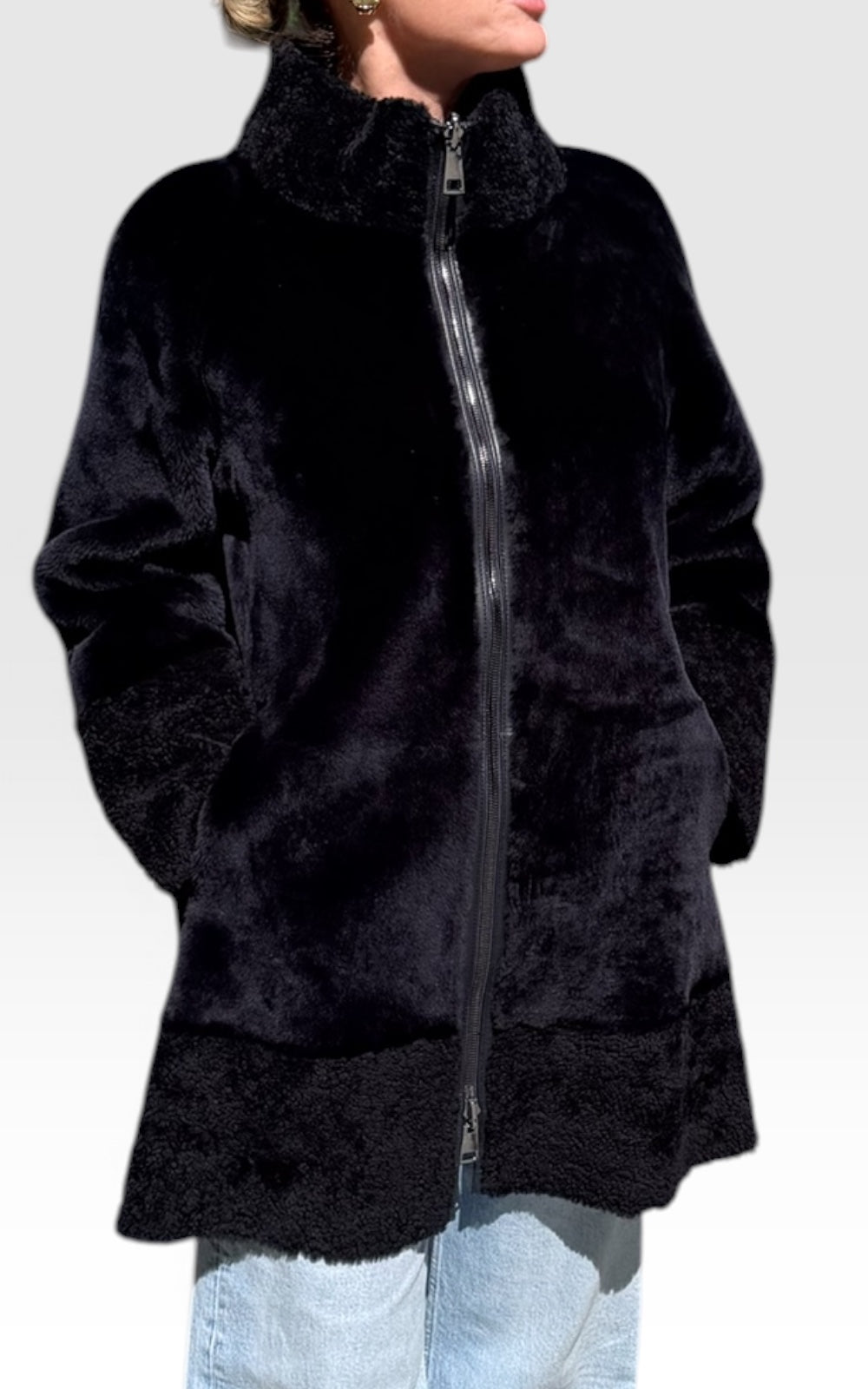 manteau en agneau retourné réversible 