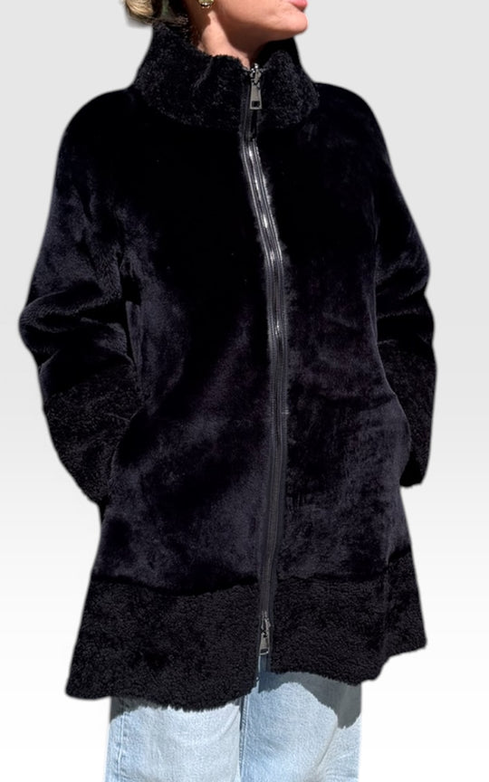 manteau en agneau retourné réversible 