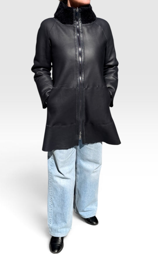 manteau en agneau retourné réversible 