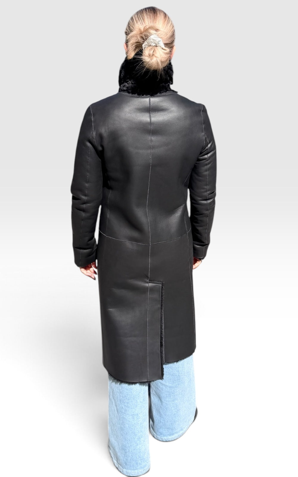 manteau long en agneau retourné