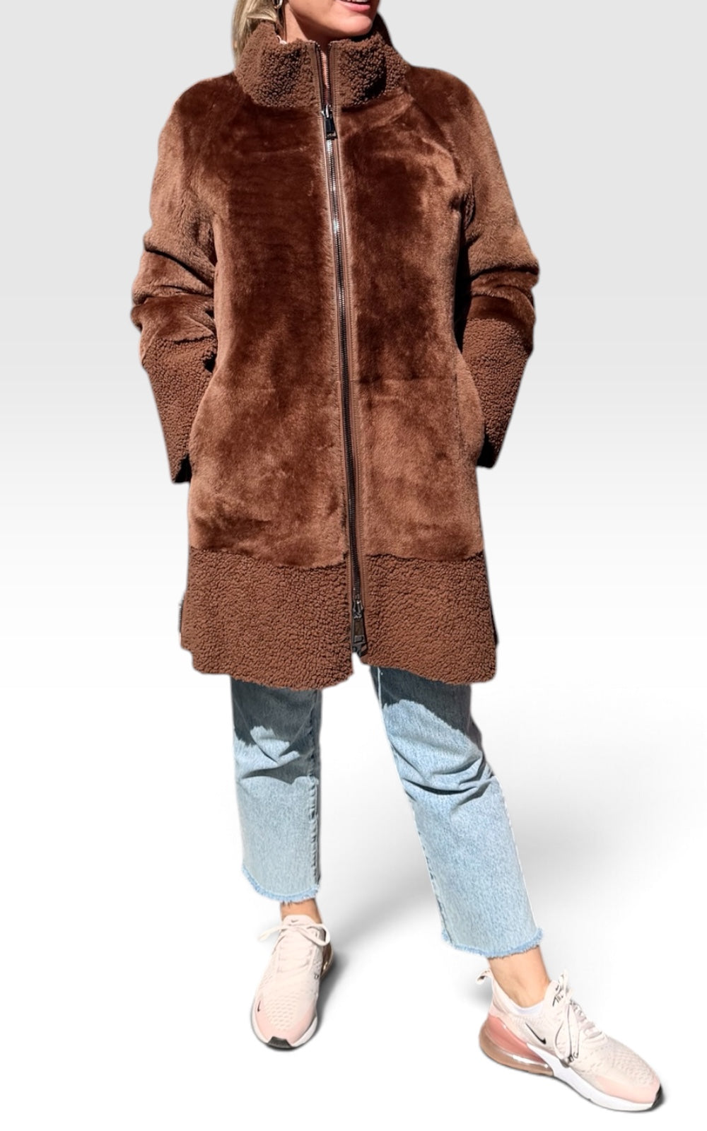 manteau en agneau retourné réversible 