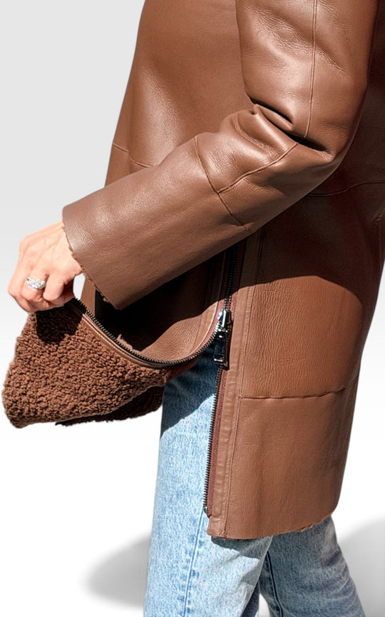 manteau en agneau retourné réversible 