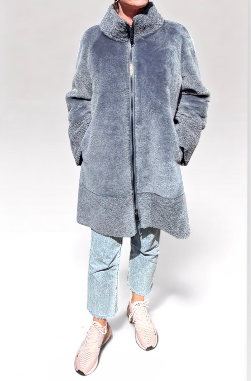 manteau en agneau retourné réversible 