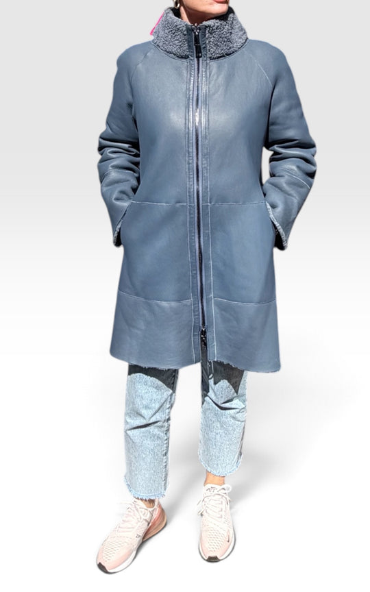 manteau en agneau retourné réversible 