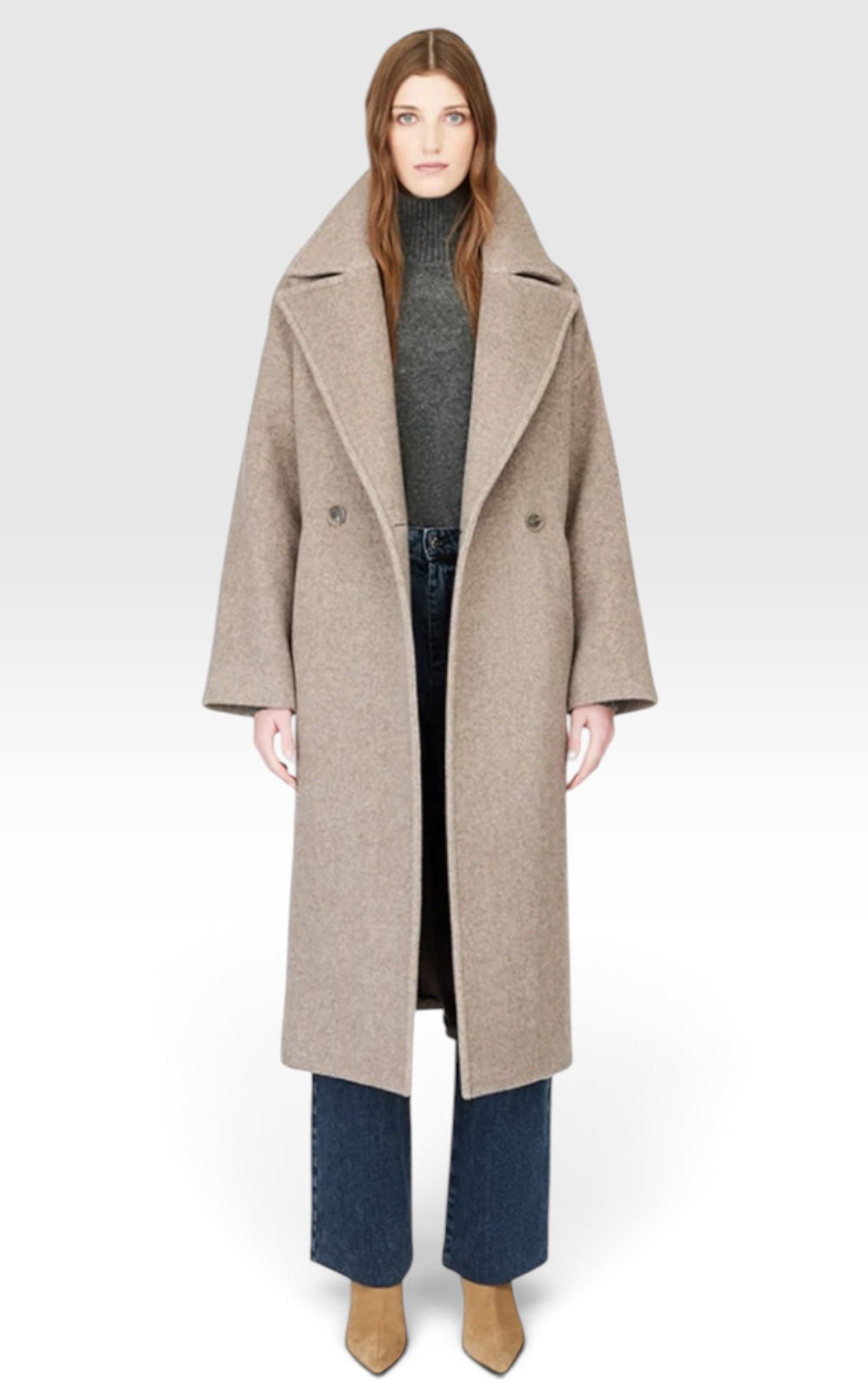 manteau long oversize en laine et alpaga 