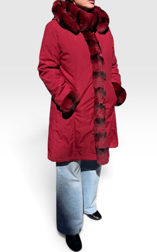 manteau imperméable réversible doublé  lapin rex 
