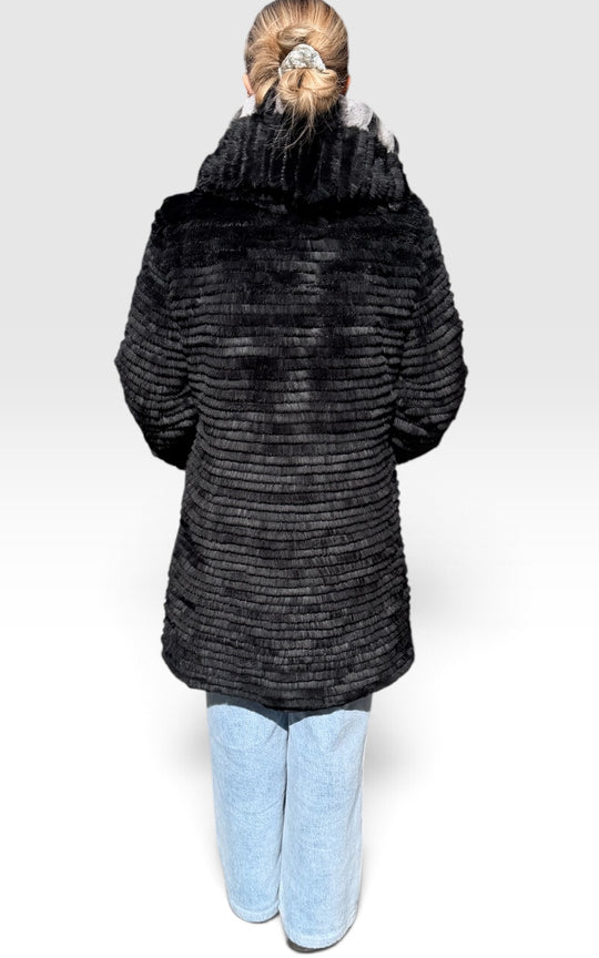 manteau imperméable réversible doublé  lapin rex 
