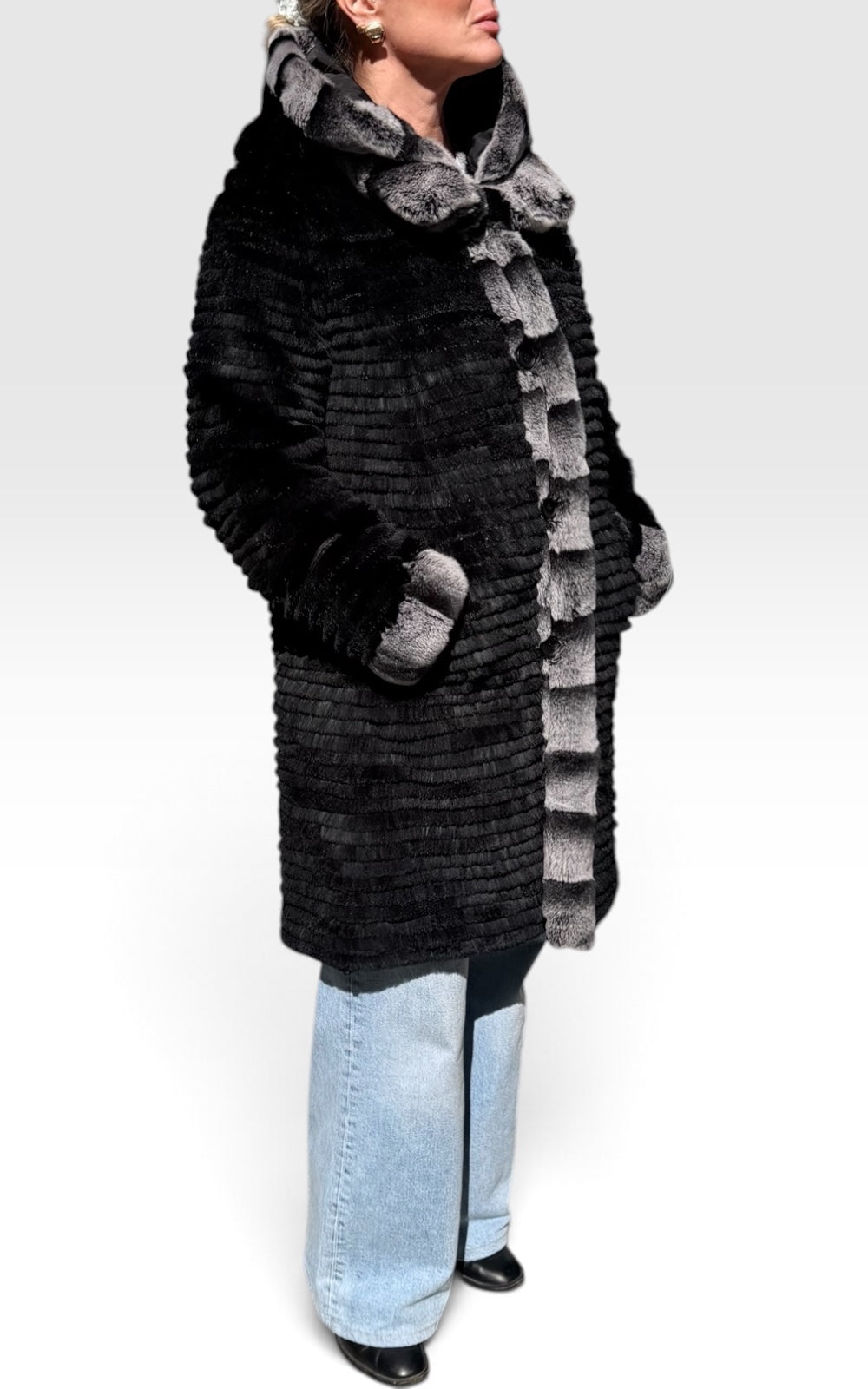 manteau imperméable réversible doublé  lapin rex 