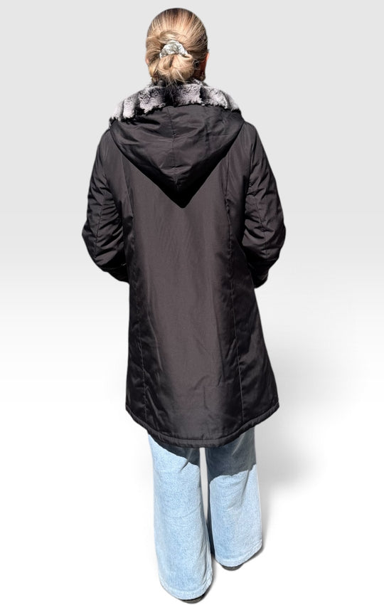 manteau imperméable réversible doublé  lapin rex 