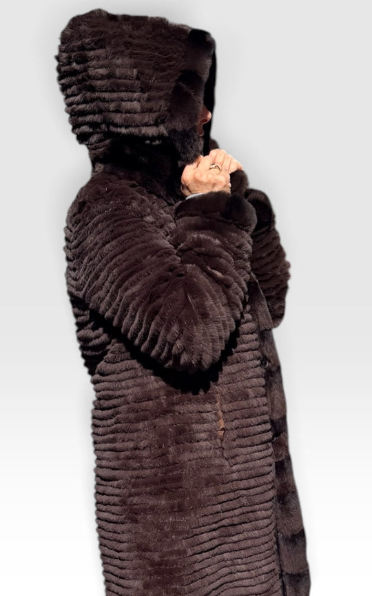 manteau imperméable réversible doublé  lapin rex 