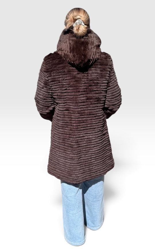 manteau imperméable réversible doublé  lapin rex 