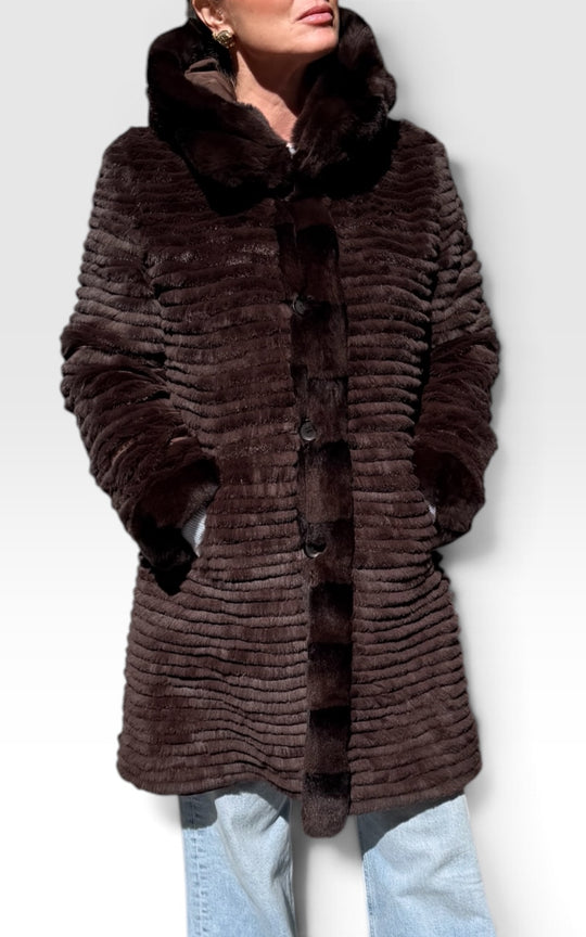 manteau imperméable réversible doublé  lapin rex 