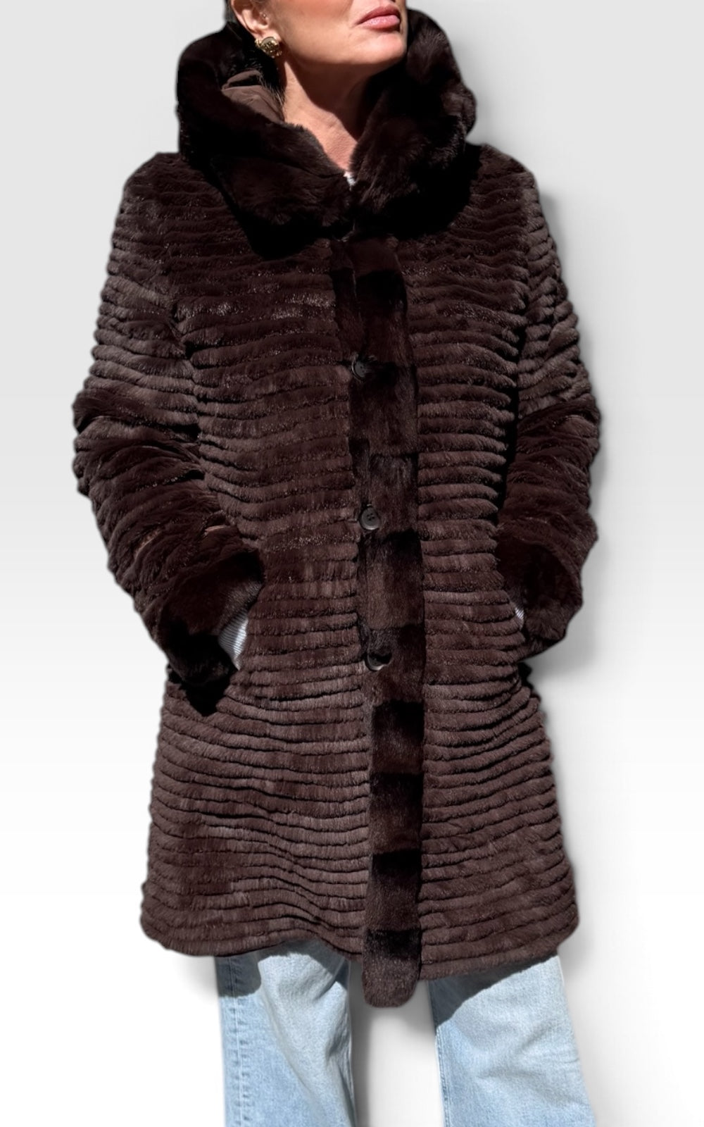 manteau imperméable réversible doublé  lapin rex 