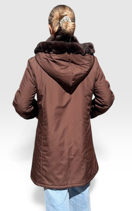 manteau imperméable réversible doublé  lapin rex 