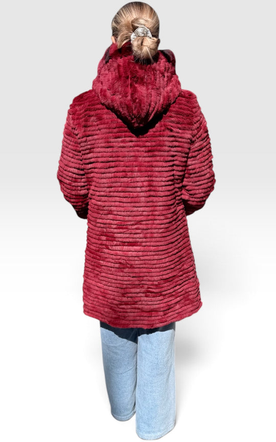 manteau imperméable réversible doublé  lapin rex 