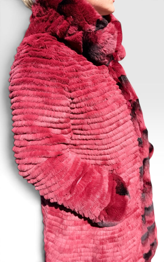 manteau imperméable réversible doublé  lapin rex 