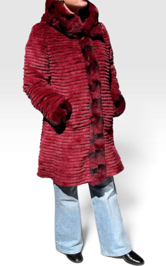 manteau imperméable réversible doublé  lapin rex 