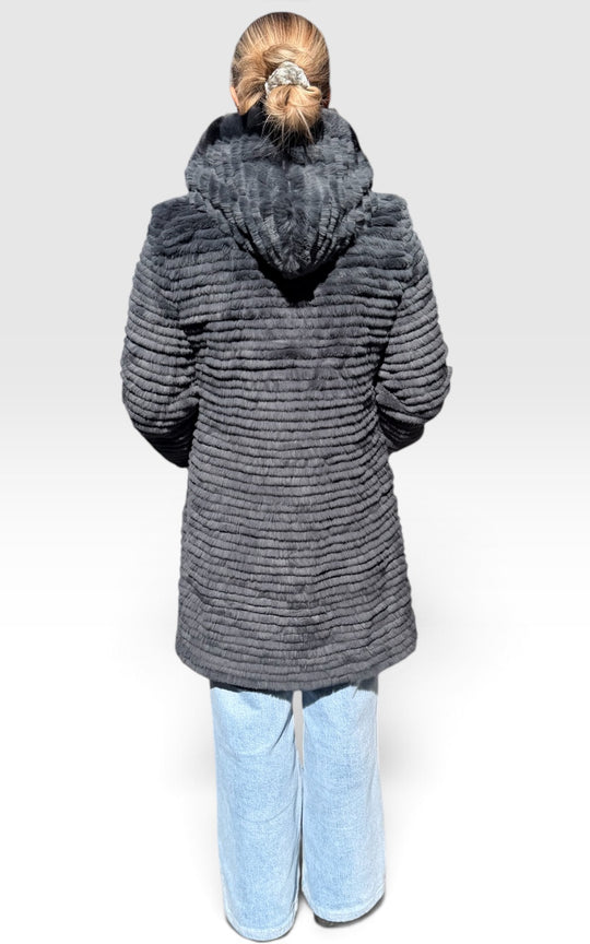 manteau imperméable réversible doublé  lapin rex 