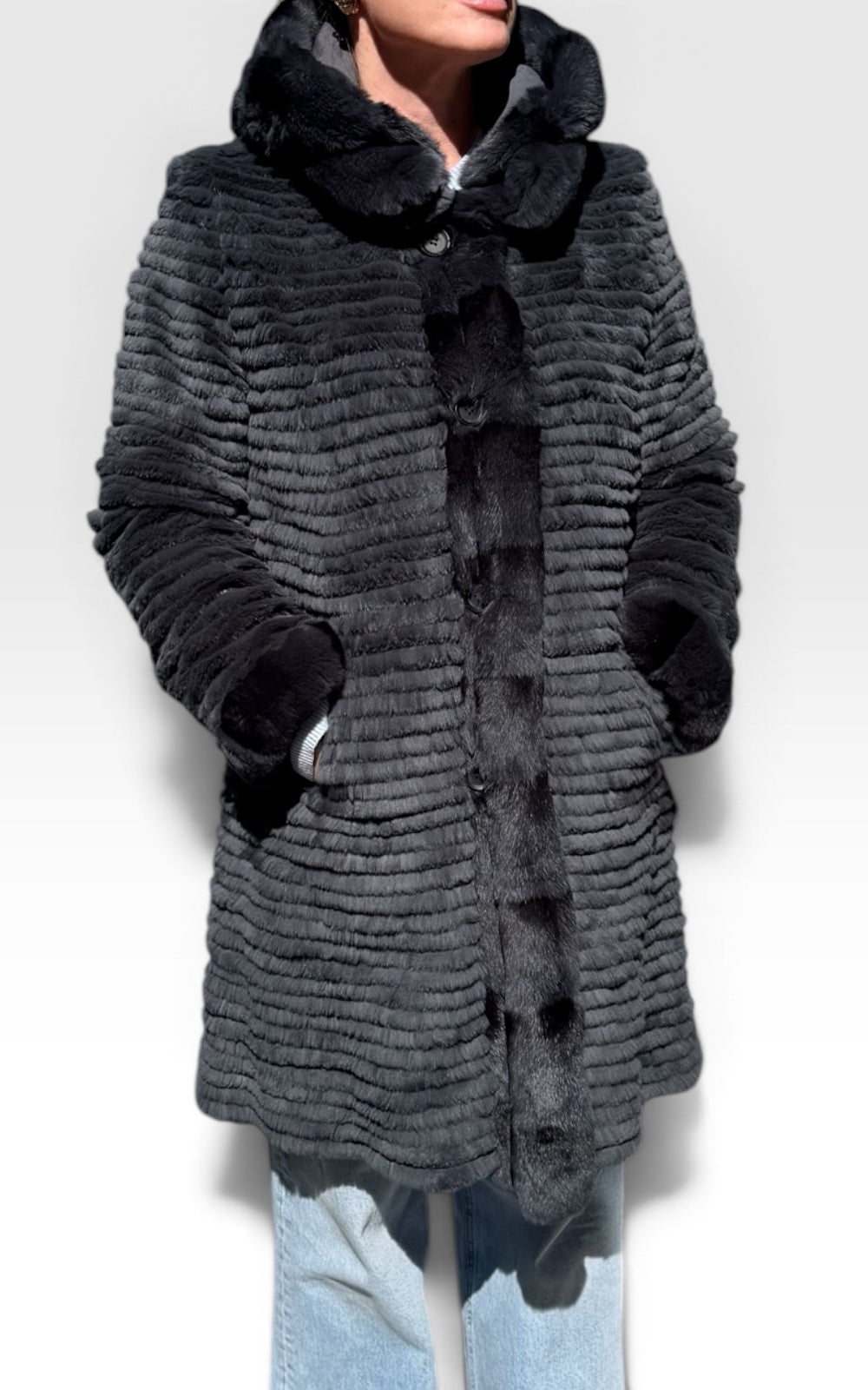 manteau imperméable réversible doublé  lapin rex 