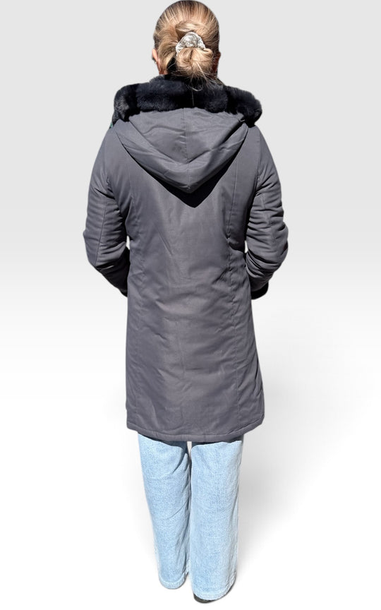 manteau imperméable réversible doublé  lapin rex 