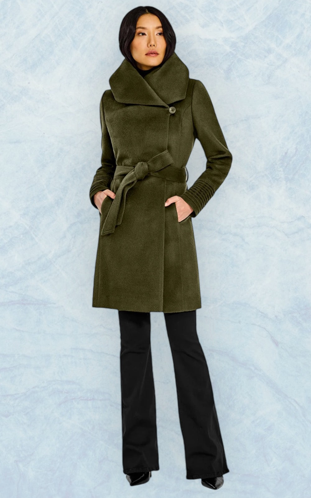 manteau en laine alpaca olive sentaler 