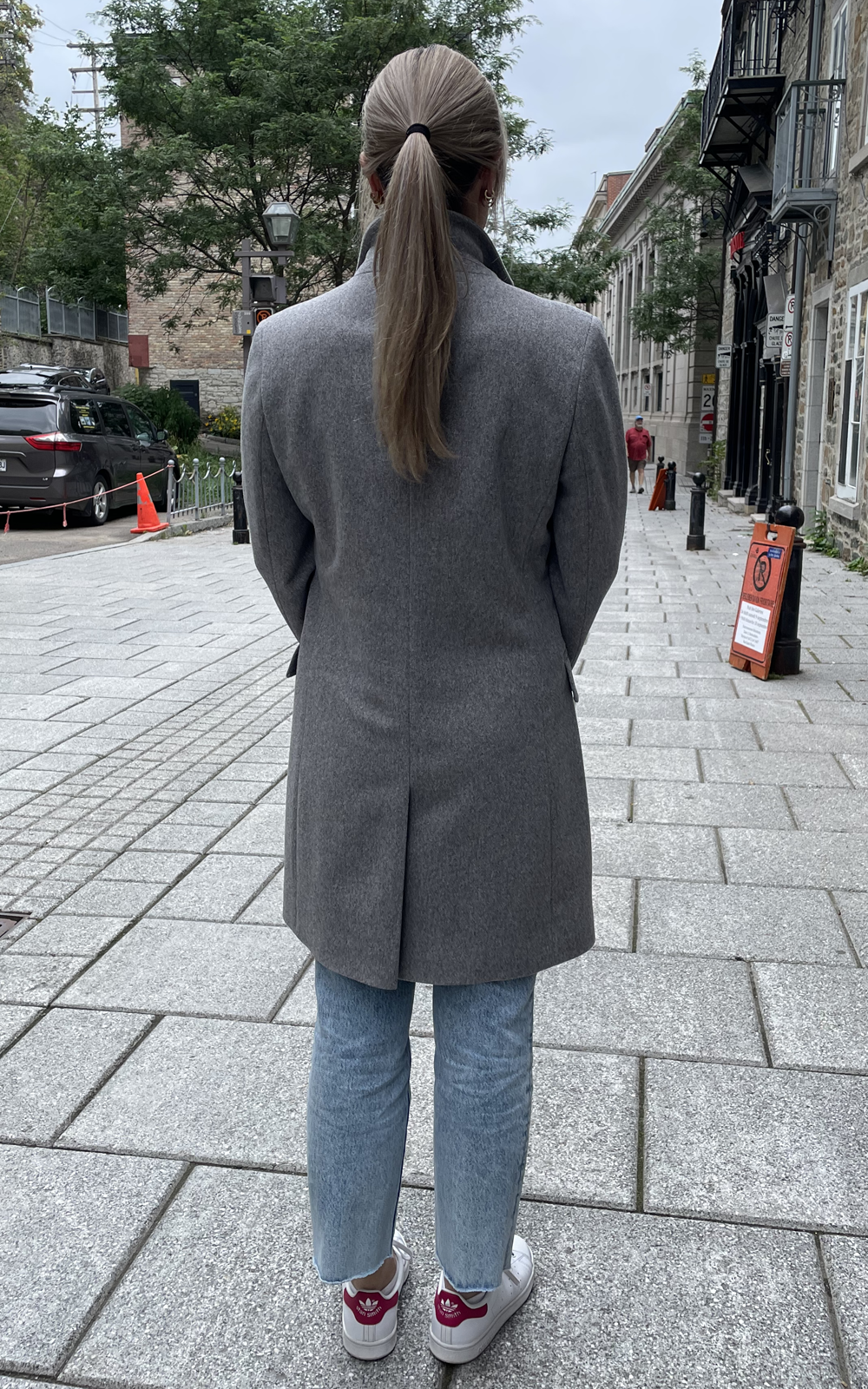 manteau en laine 3 boutons classique gris