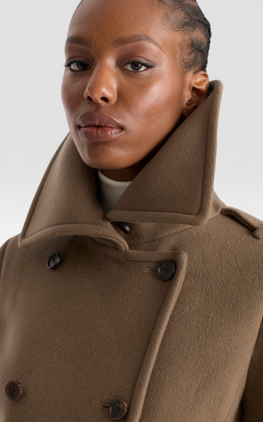 manteau en laine long ajusté camel
