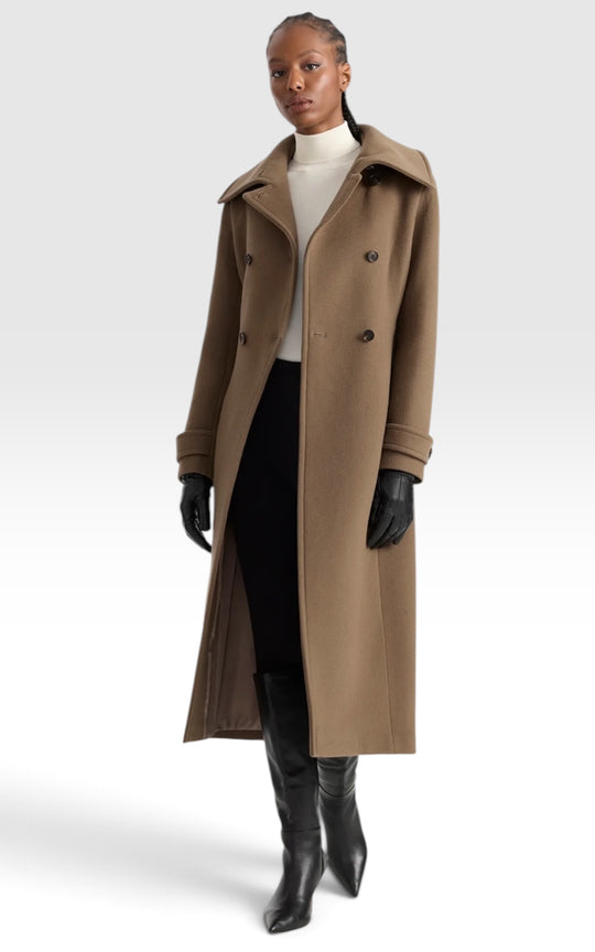 manteau en laine long ajusté camel