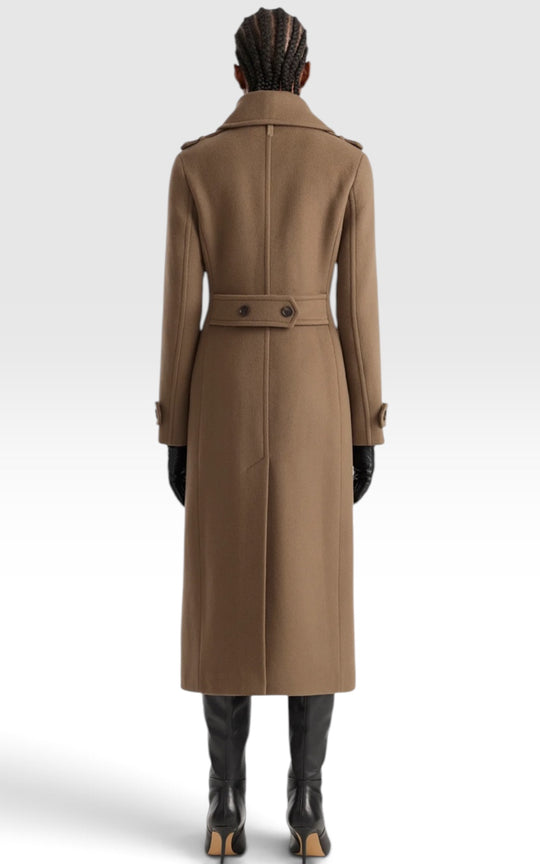 manteau en laine long ajusté camel