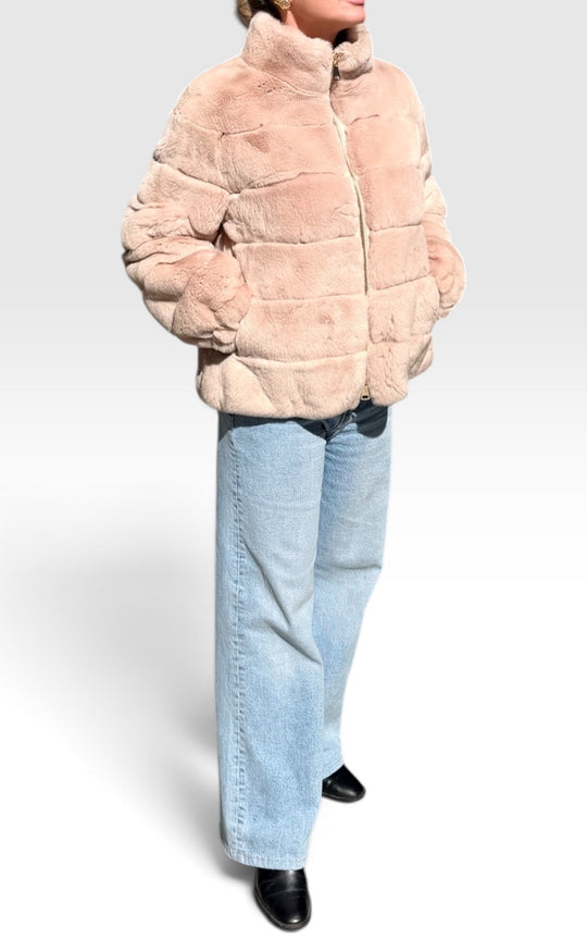 Manteau court en Lapin Rex