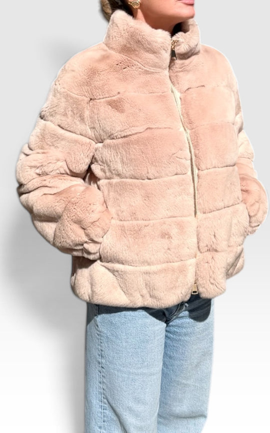 Manteau court en Lapin Rex