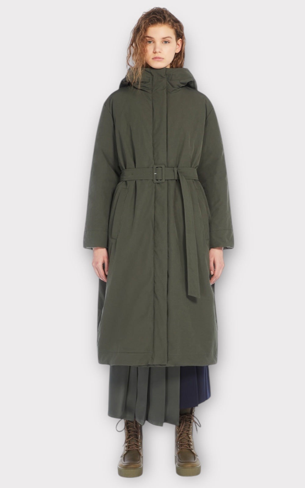 Manteau long en duvet ussita vert par Max Mara