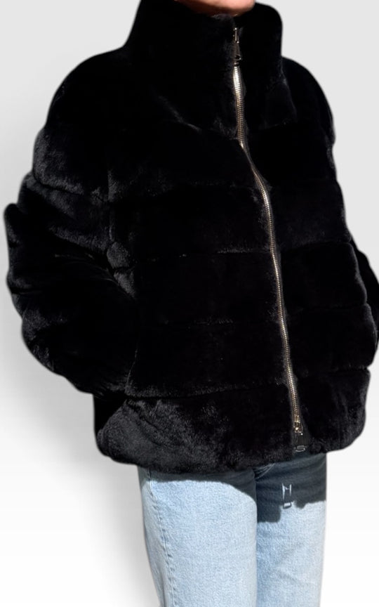 Manteau court en Lapin Rex