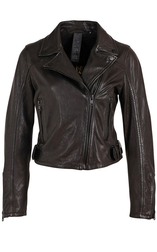 manteau en cuir noir style perfecto