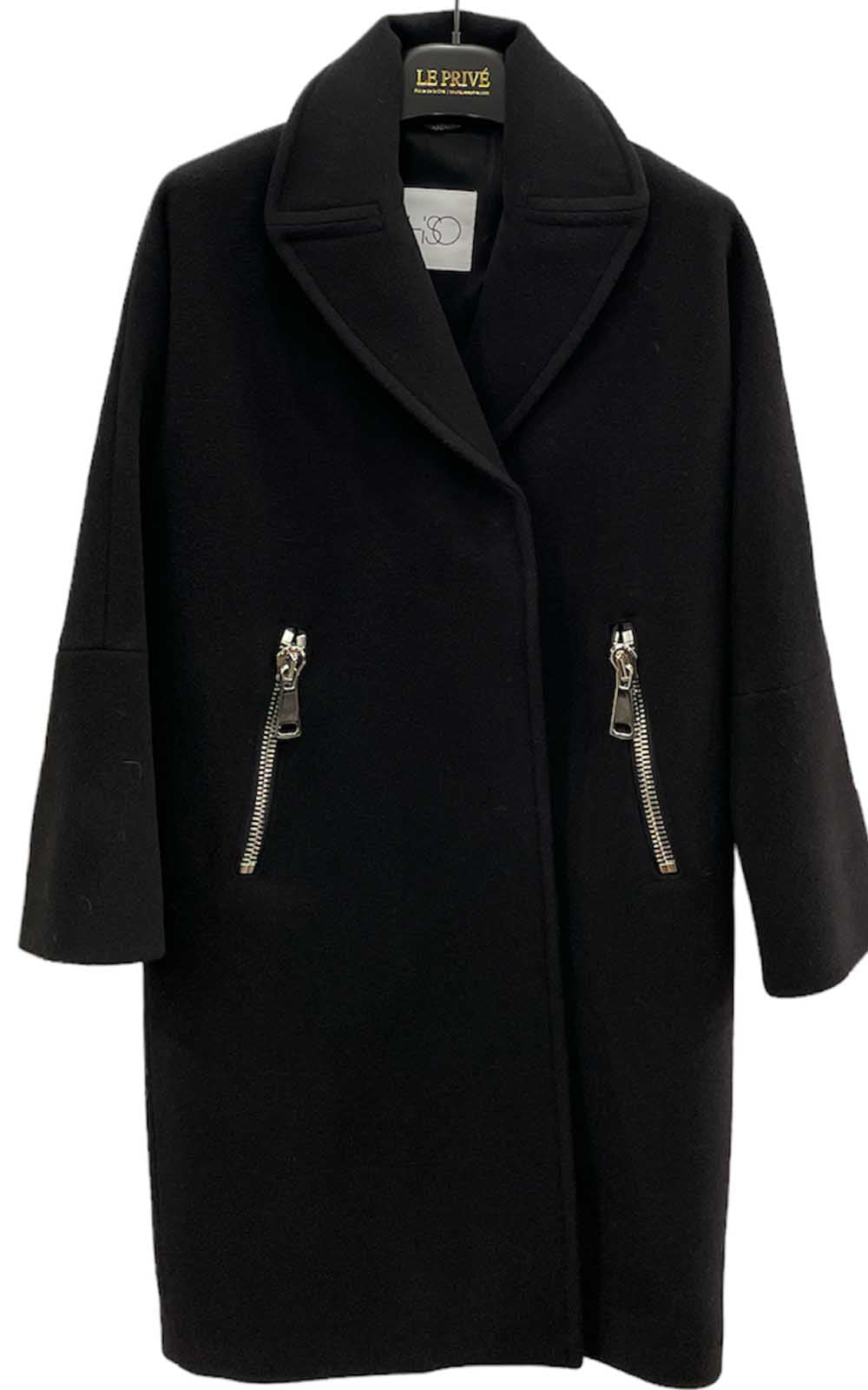 manteau en laine oversize noir