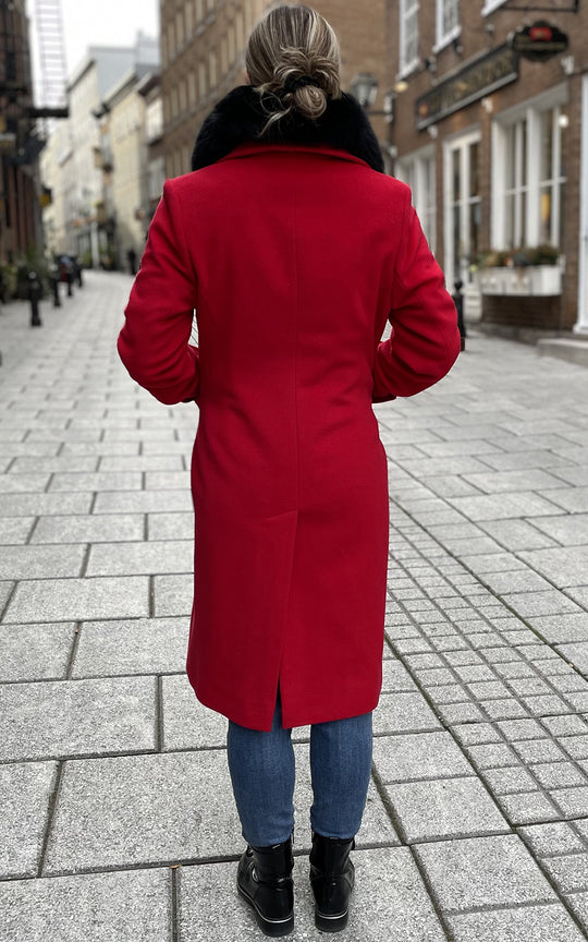 Manteau en laine col en fourrure - Boutique Le Privé
