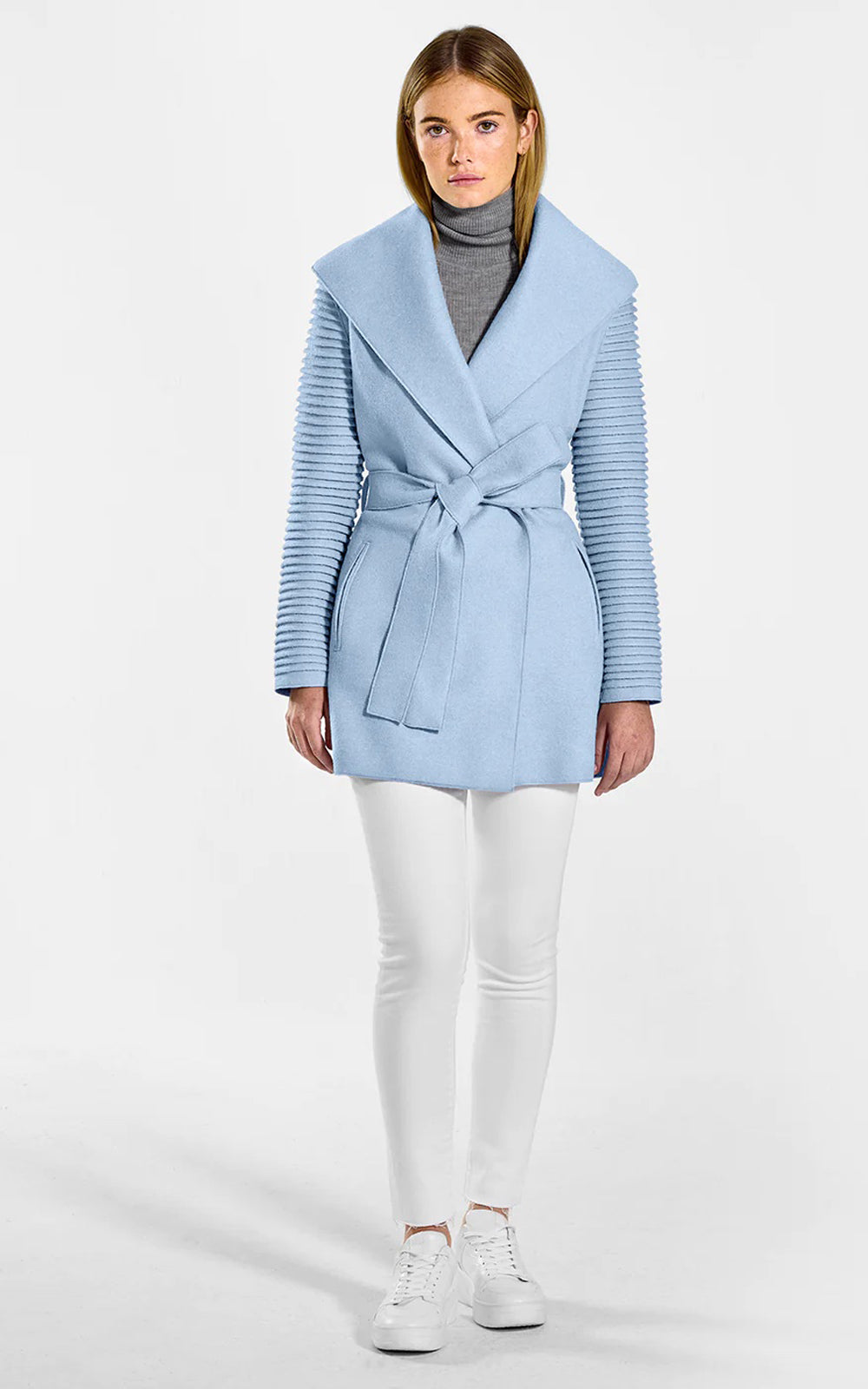 manteau en laine et alpaga bleu